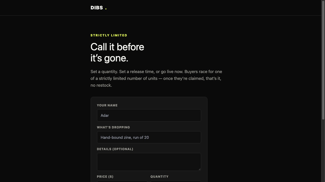 Dibs screenshot