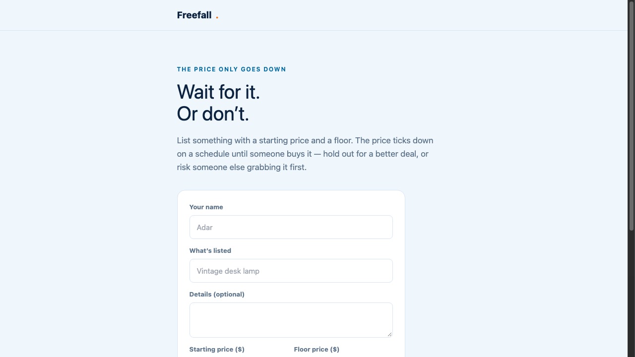 Freefall screenshot